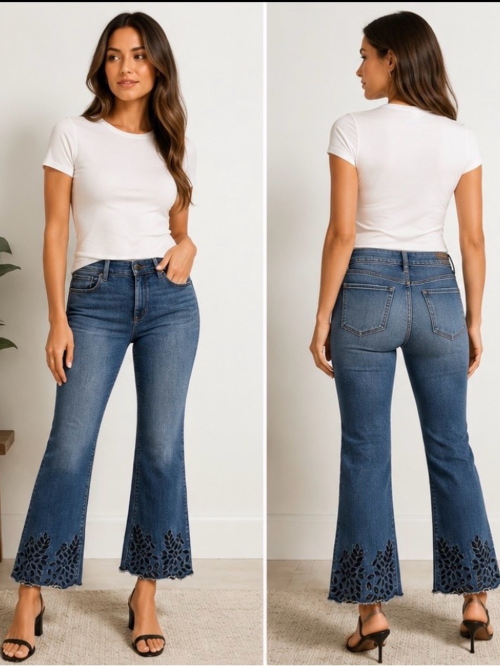 Ann Taylor The Flare Crop Jeans Blue Denim Size 8